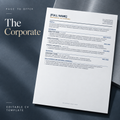 The Corporate editable CV template — Page to Offer product mockup